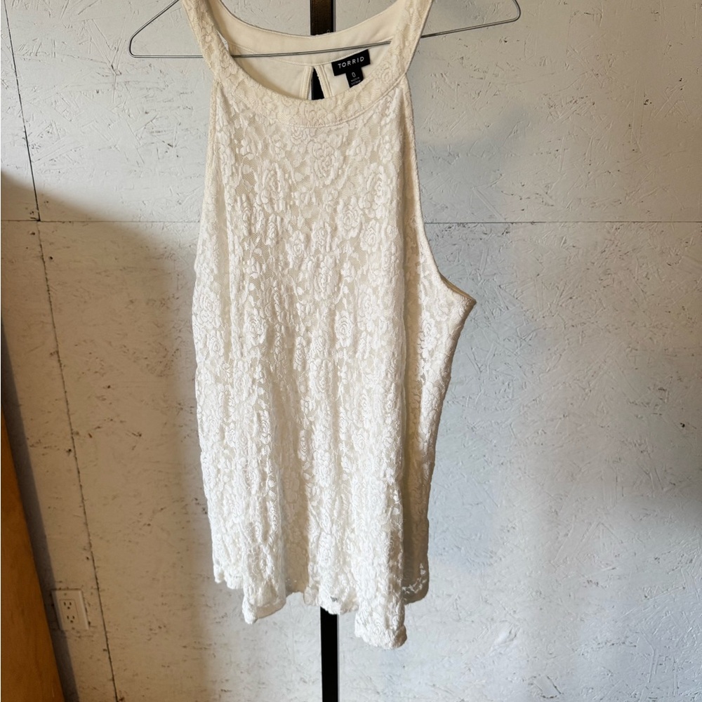 Torrid Cream Lace Tank Top